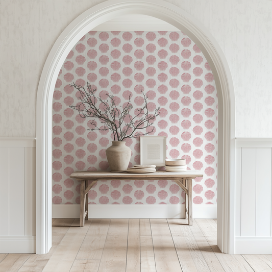 Barnstable bay scallop pattern with whimsical ruffled scallop shell print