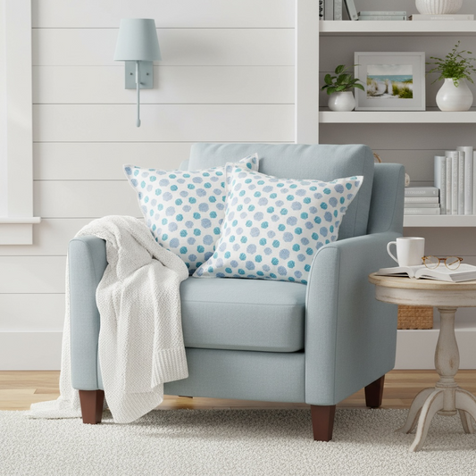 Nantucket bay scallop pillow sham 22x22 in linen cotton with tassel edge