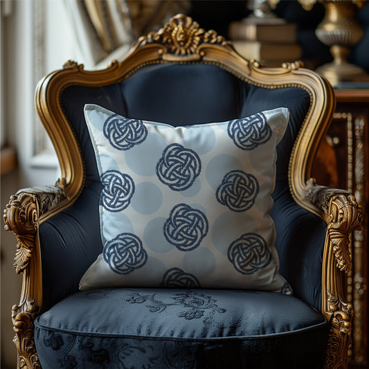 Newport knots and dots pattern with navy Celtic knots and blue polka dots