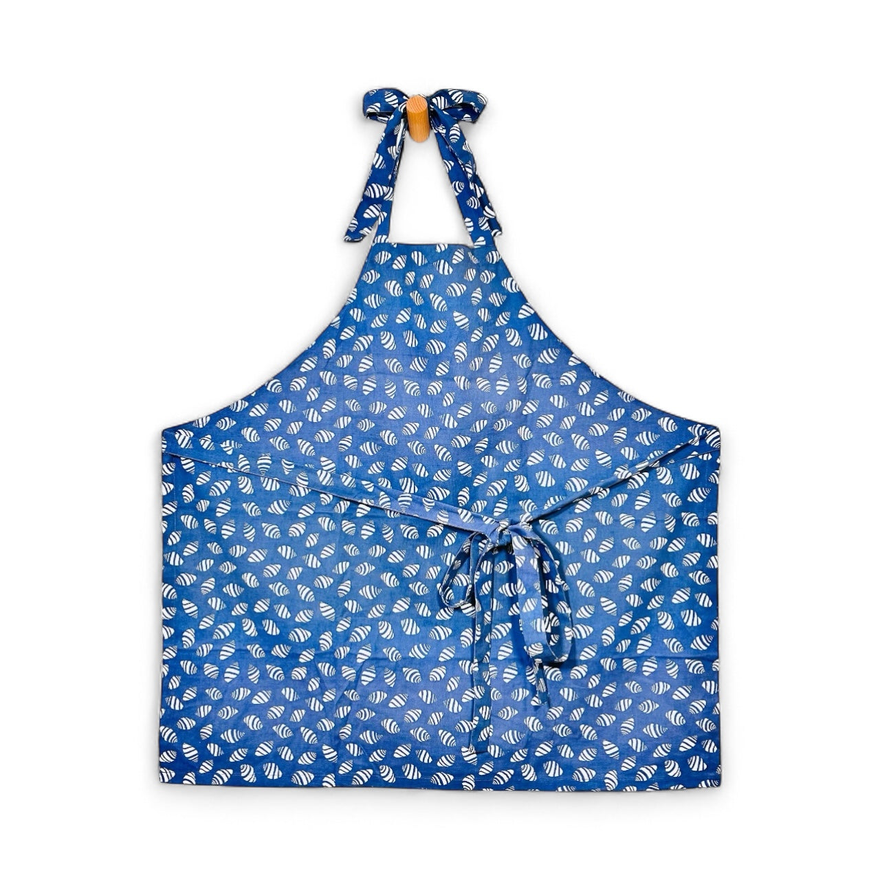 Bali bumblebee shell apron in French linen cotton with striped shell design