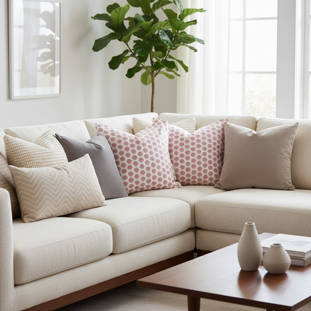 Barnstable bay scallop pillow sham 22x22 in linen cotton with classic fold edge