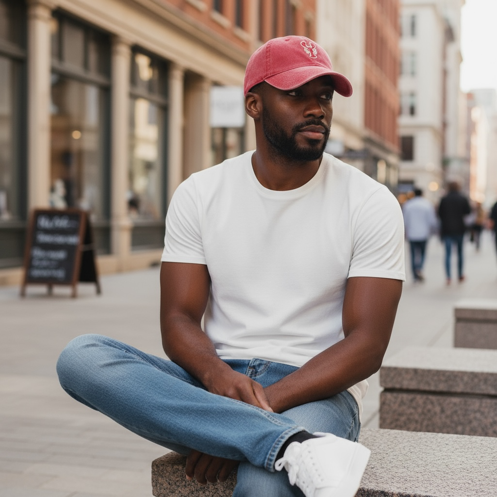 Classic New England lobster baseball cap in washed cotton with red lobster embroidery