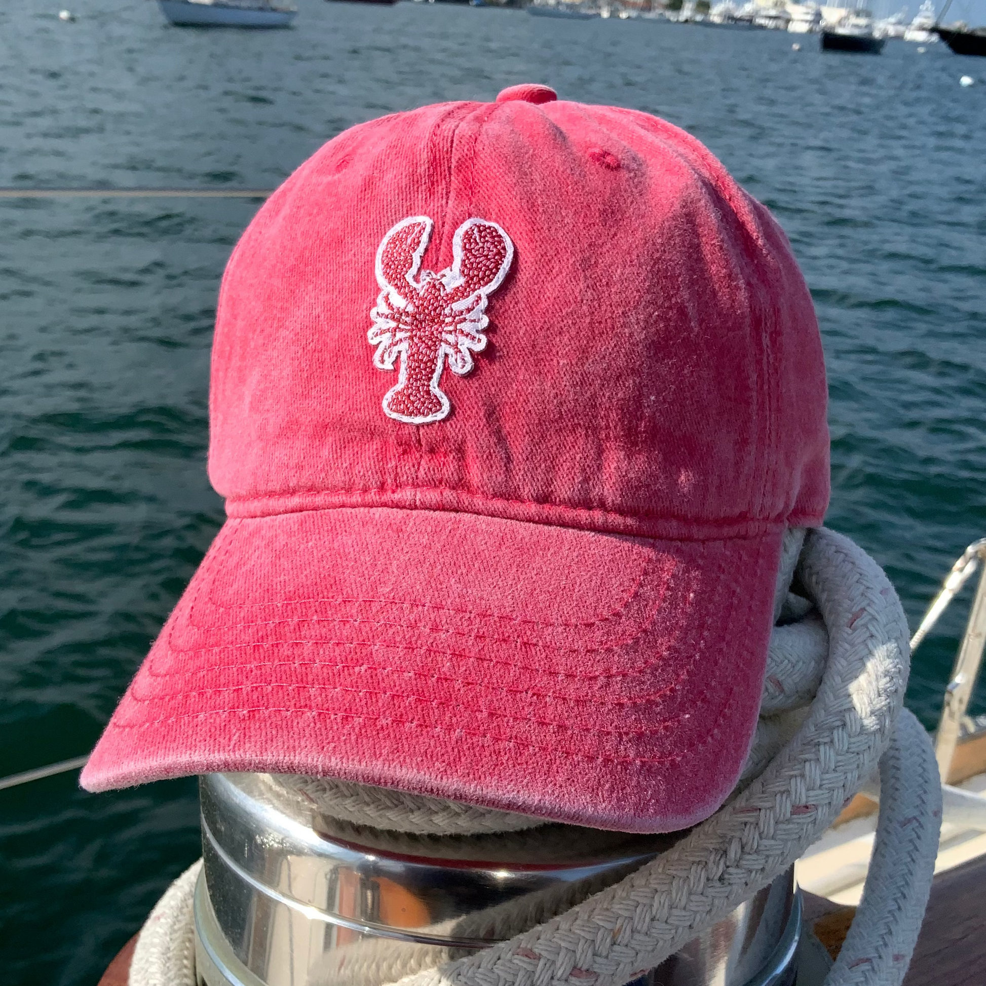 Confetti lobster baseball cap in washed cotton with playful multicolor lobster design