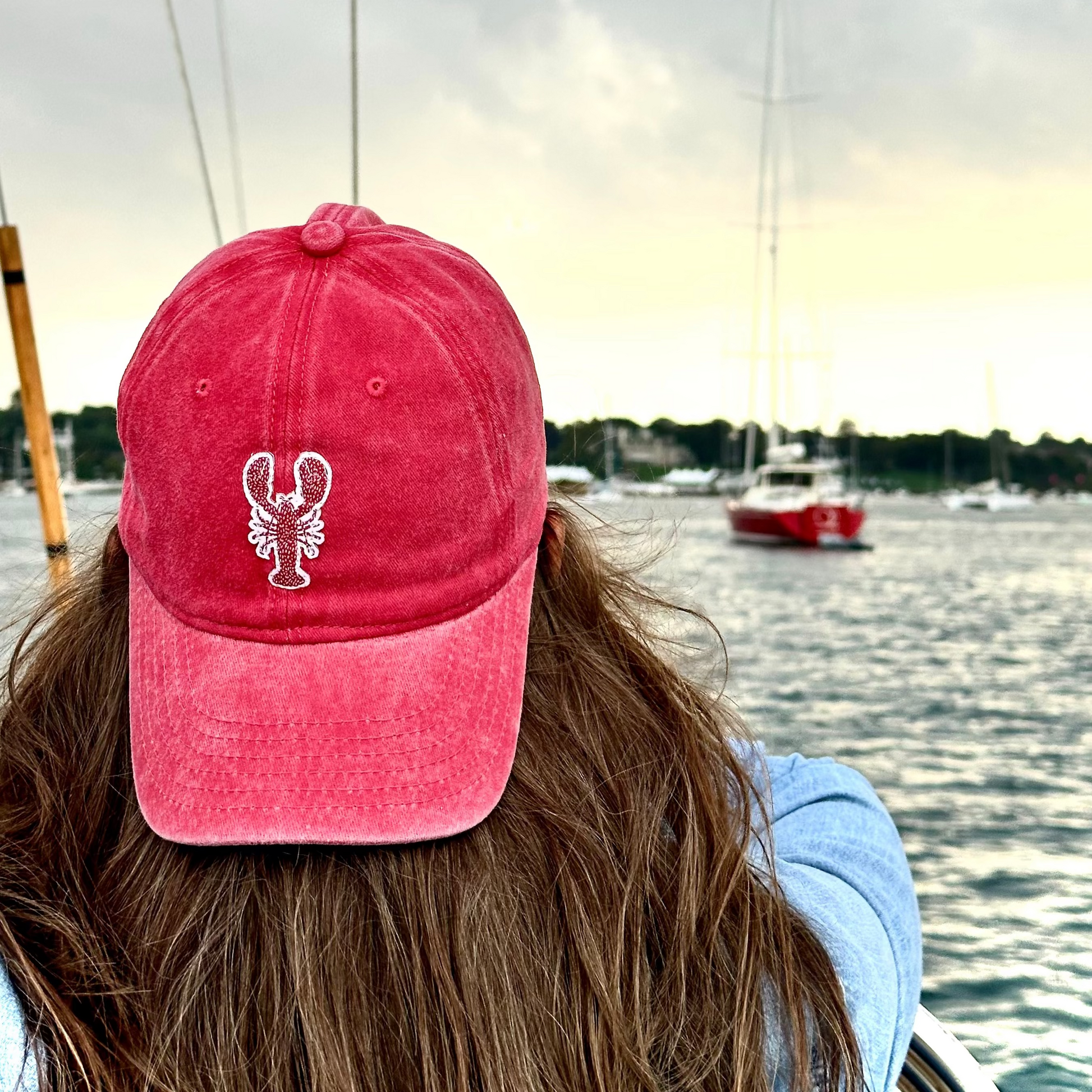 Confetti lobster baseball cap in washed cotton with playful multicolor lobster design