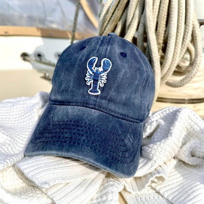 stripey blue lobster hat - navy