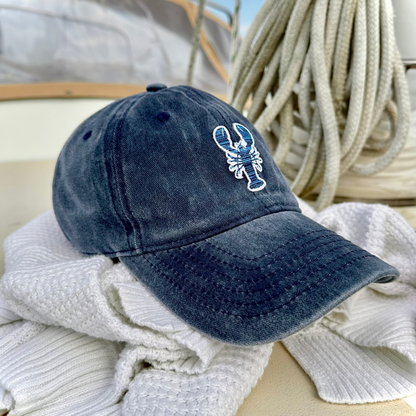 stripey blue lobster hat - navy