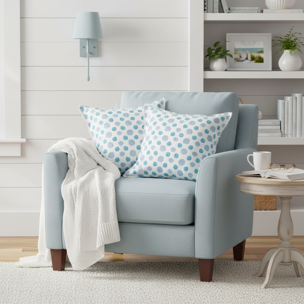 Nantucket bay scallop pillow sham 22x22 in linen cotton with tassel edge