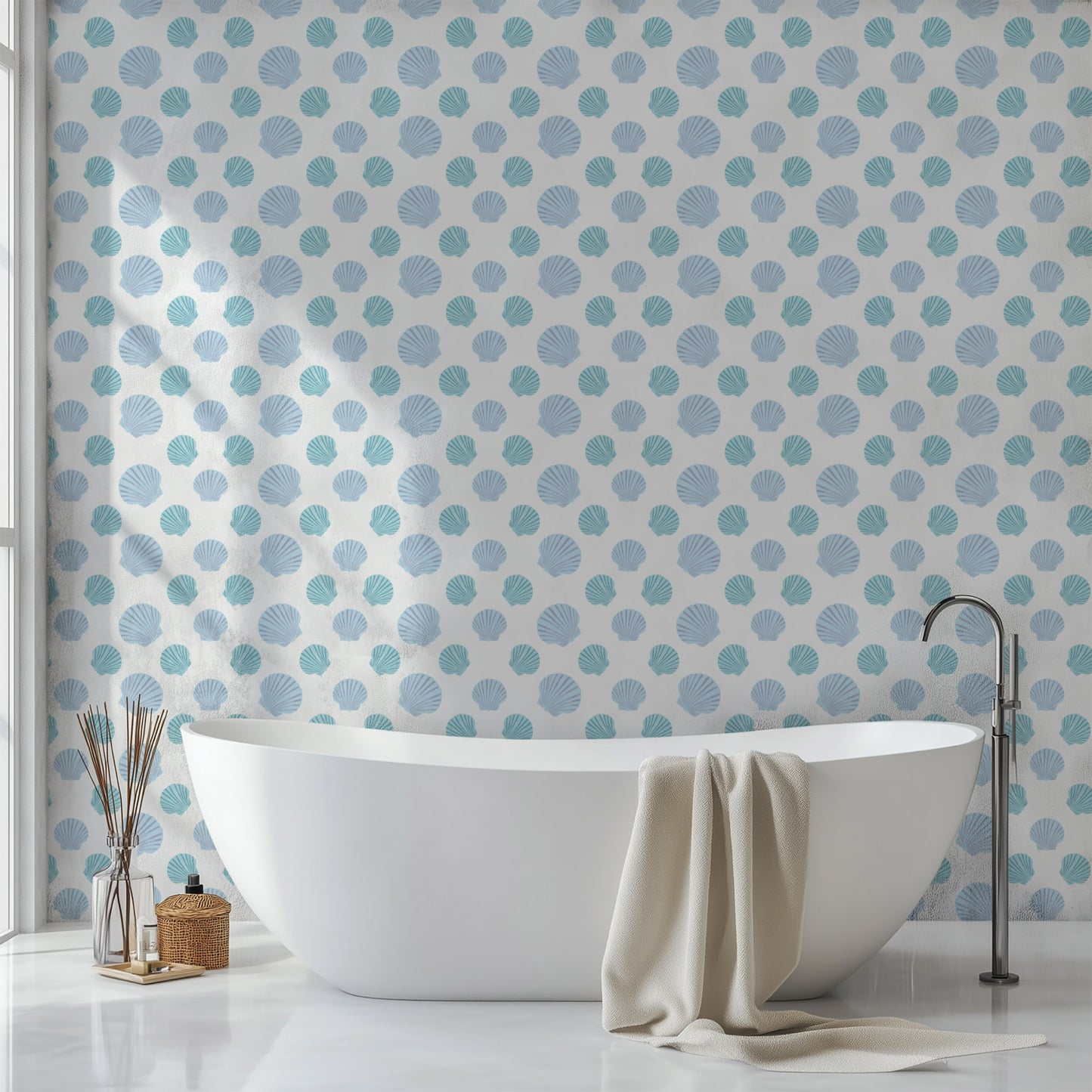 Nantucket bay scallop pattern with whimsical ruffled scallop shell print 