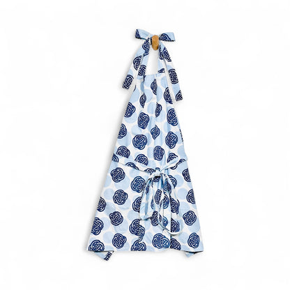 Newport knots and dots apron in French linen cotton with nautical pattern