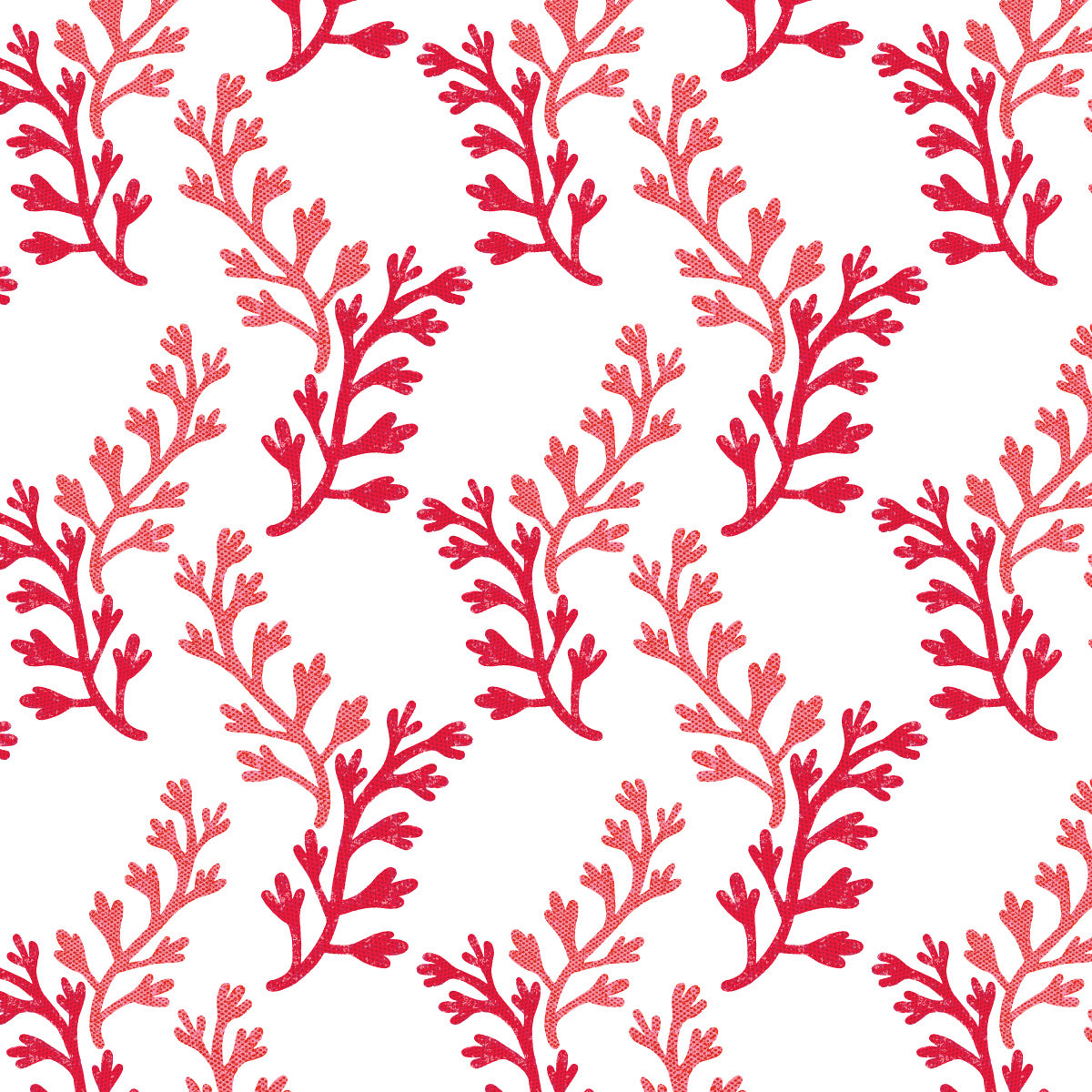 Sakonnet seaweed pattern with coral colored flowing seaweed design 