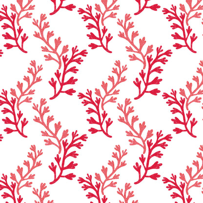 Sakonnet seaweed pattern with coral colored flowing seaweed design 