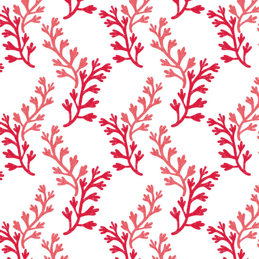 Sakonnet seaweed pattern with coral colored flowing seaweed design 