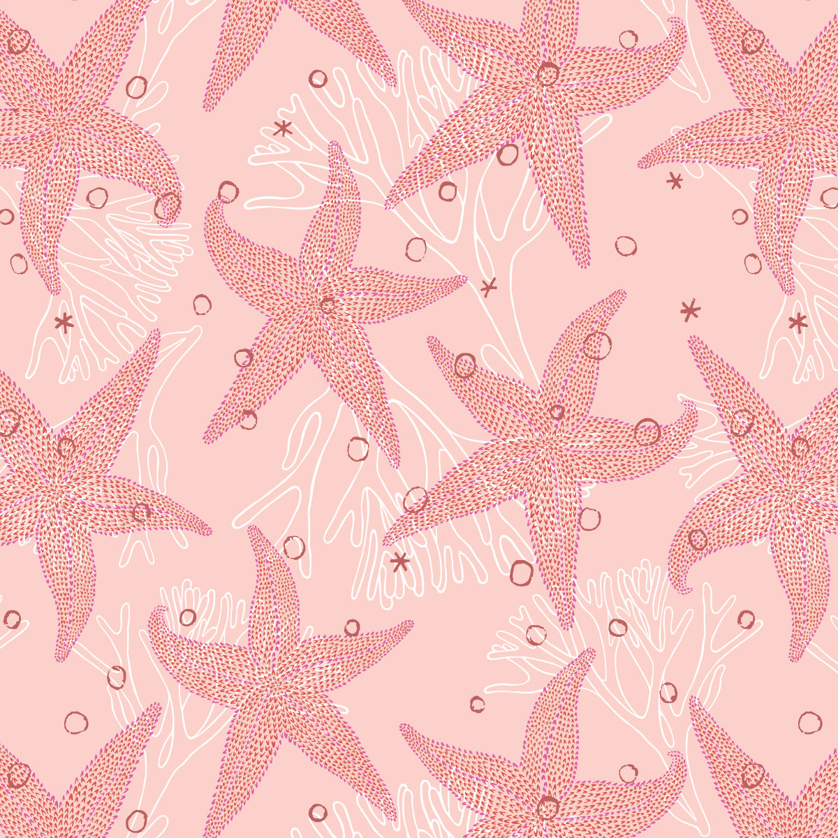 Salisbury Seaweed & Stars pattern with coral fronds and starfish