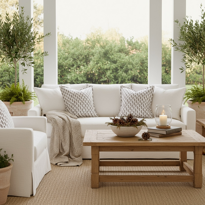 Sanibel junonia pillow sham 22x22 in linen cotton cocoa with tassel edge