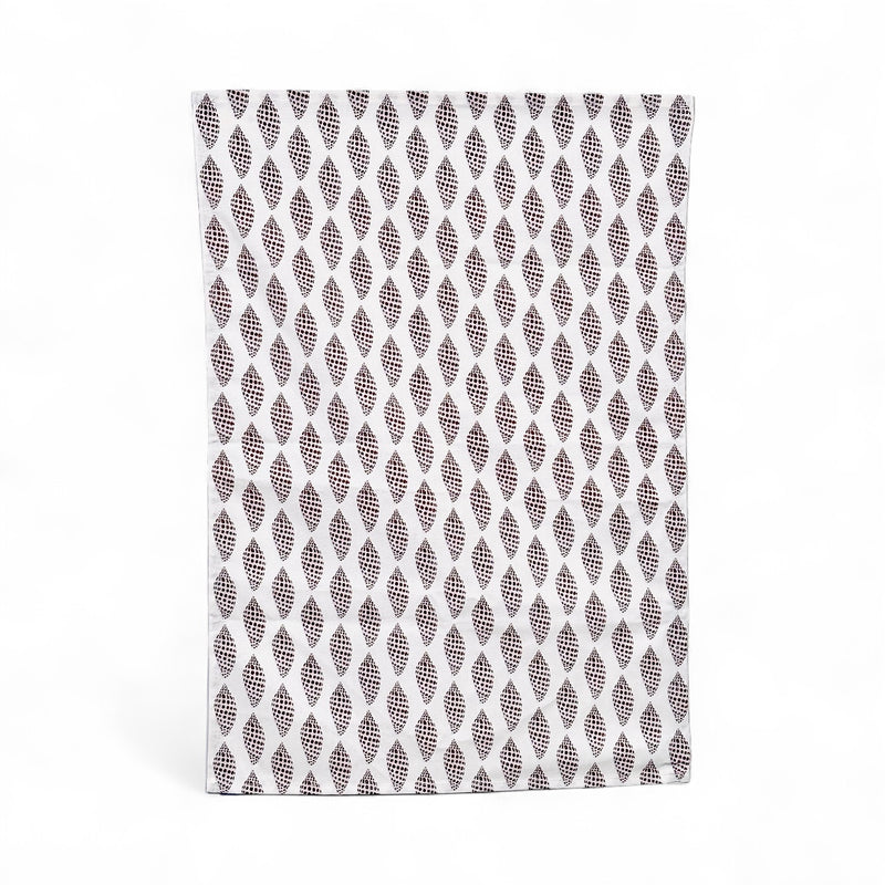Sanibel junonia tea towel in French linen cotton with cocoa shell pattern 18x22 inches