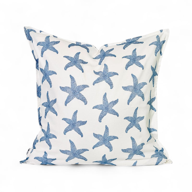 Sconset starfish pillow sham 22x22 in linen cotton with classic fold edge