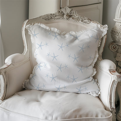 Seychelles sea star pattern with watercolor starfish in powder blue 