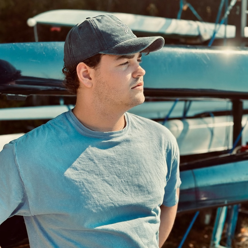 Signature starfish baseball cap in washed cotton with blue embroidered starfish design 