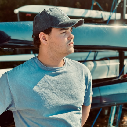 Signature starfish baseball cap in washed cotton with blue embroidered starfish design 