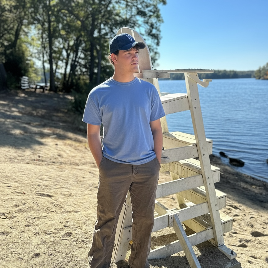 Stripey blue lobster baseball cap in washed cotton with striped lobster embroidery