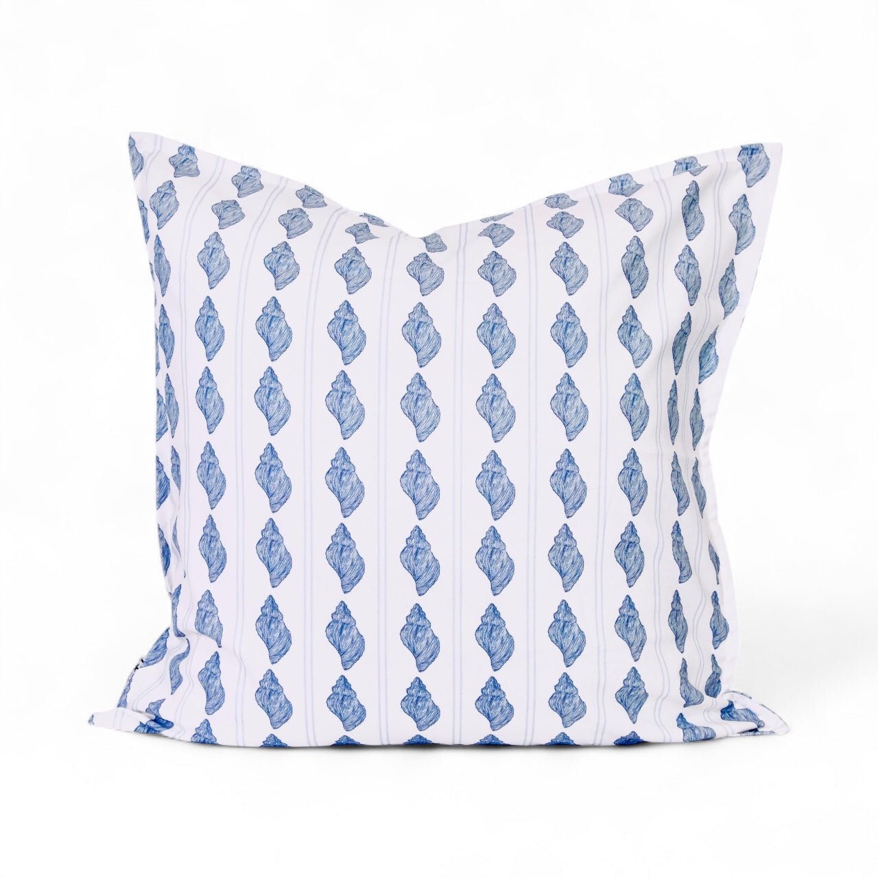 Tarpon Bay pillow sham 22x22 in linen cotton with tulip shell stripe classic fold edge