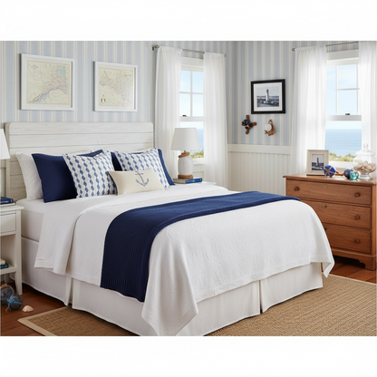 Tarpon Bay pillow sham 22x22 in linen cotton with tulip shell stripe classic fold edge