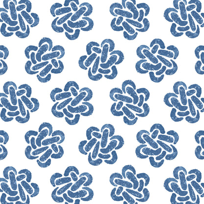 Tuckernuck twist pattern with nautical knot pattern in blue tones 