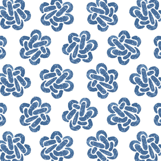 Tuckernuck twist pattern with nautical knot pattern in blue tones 